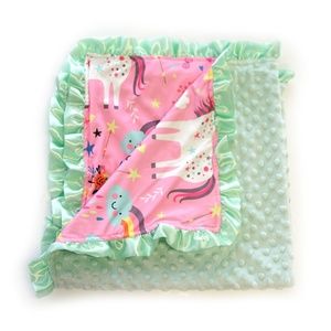 Printed Minky Ruffle Blanket MT-600038